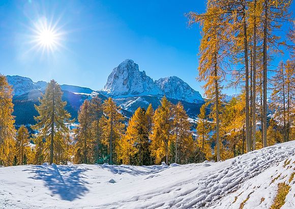 New Images > Gardena Valley Snow-capped peaks in the heart of the Dolomites in the latest photos by Olimpio Fantuz